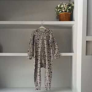 Kids Floral Hooded Romper - Cream/Brown